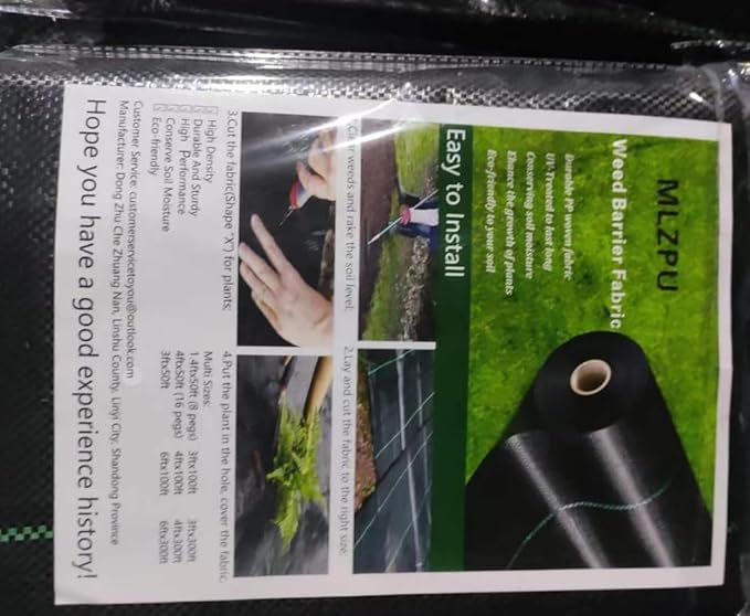 3ftx50ft Weed Barrier Landscape Fabric Heavy Duty, Weed Gardening Ground Cover Mat, Weed Control Garden Cloth, Woven Geotextile Fabric for Underlayment, Commercial Driveway Fabric, Black