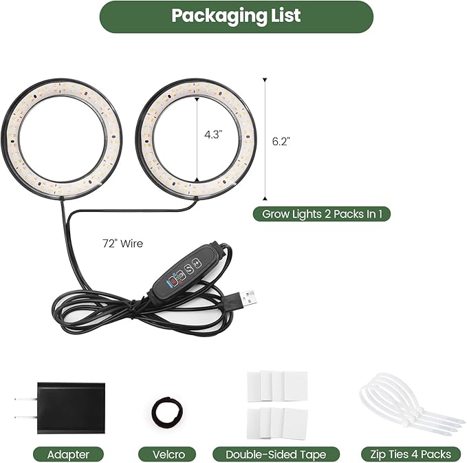 Mosthink 6.3" Ceiling Grow Lights for Indoor Plants, 144 LEDs Plant Light Full Spectrum, Under Cabinet Growing Lamp with Auto Timer, 10 Dimmable Levels, 3 Modes with Transparent Cover,Corded