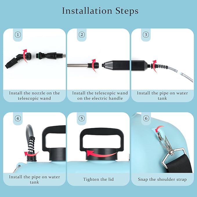 Battery Powered Sprayer 2.4 Gallon, 2025 Upgraded Electric Garden Sprayer, Automatic Power Weed Spray Battery Operated with Adjustable Shoulder Strap and Rechargeable Handle, 3 Mist Nozzles (Blue)