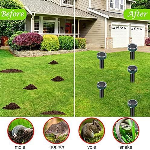 Ultrasonic Mole Repellent Solar Powered Gopher Repellent, Vole Repellent Mole Repellent for Lawn Garden Yard Waterproof Get Rid of Moles Voles Gophers Rats Rodents (8)