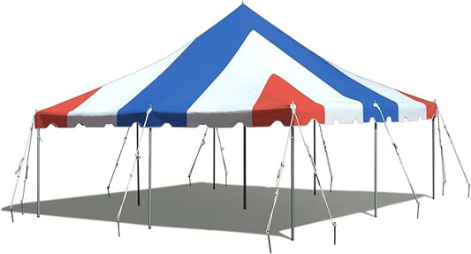 Party Tents Direct 20'x20' Weekender Canopy Pole Tent - Easy Up Canopy Tent with 80 Person Capacity - Outdoor Canopies for Parties, Weddings, & Events (Red, White and Blue)