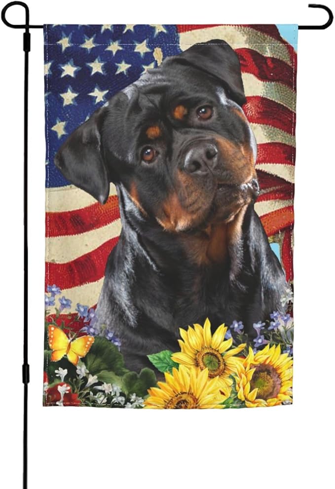 Rottweiler American Flag Patriotic Dog Garden Flag Welcome Party Outdoor Outside Decorations Picks Home House Garden Yard Decor 12x18 Inch