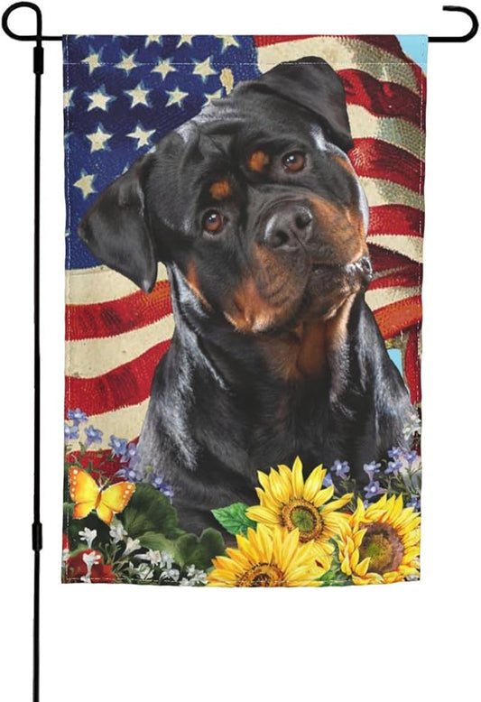 Rottweiler American Flag Patriotic Dog Garden Flag Welcome Party Outdoor Outside Decorations Picks Home House Garden Yard Decor 12x18 Inch