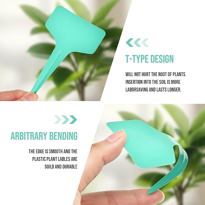 Plant Labels 1000 Pcs Yuanling T-Type Plastic Garden Tags Waterproof Plant Sign Stakes Nursery Garden Makers for Seedlings Flower Vegetables Herb Potted Belt Permanet Marker Pen (5 Colors)