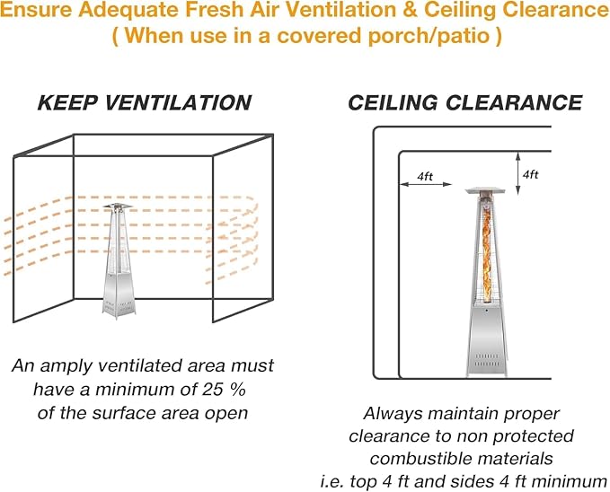 Pyramid Patio Heater with Wheels, Quartz Glass Tube Outdoor Heaters for Patio with Triple Protection System, CE & ETL Certified, 89 Inch LP Propane Tower Heater T for Commercial Residential, Silver