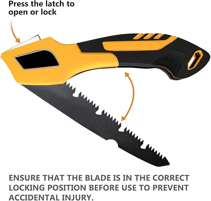 14-inch folding saw, sharper blades, outdoor and camping saws, hunting/bone saws, handling firewood, fire pit lumber, lawn and garden work, pruning trees and shrubs, easy to use and store