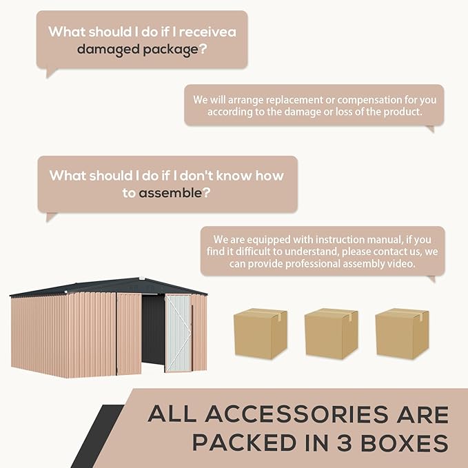 U-MAX Shed 10' x 12' Storage Shed Large, Metal Sheds & Outdoor Storage 10x12, Lockable Outdoor Shed Utility and Tool Storage for Garden, Backyard, Patio, Outside in Grey