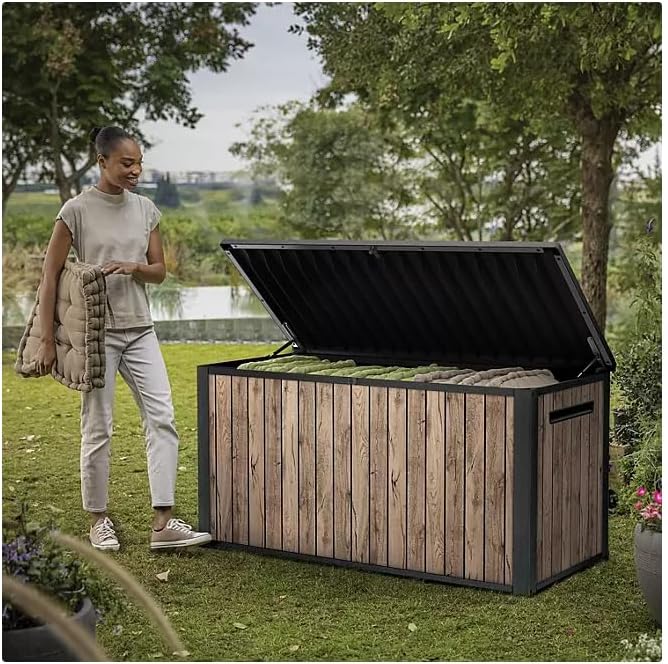 Nature Wood Design Storage Box, Weather-Resistant Deck Container, Perfect for store anything Indoor and Outdoor. (Natrul Wood Brown, 170 Gallon(27.7" D x 57" L x 29" W))