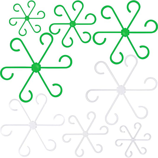 8PCS Plant Stem Support, 4 Sizes Climbing Houseplant Stem Holders, Plastic Reusable Flower Trellis Stem Hook Plant Care Growth Accessories for Flower Plants Indoor Outdoor- Green, Clear