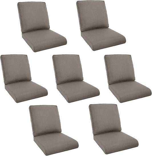 7-Piece Outdoor Patio Cushion Set - Fade & Water Resistant with Removable Olefin Cover, 22x24x4 Inch Memory Foam Cushions for Wicker Sectional Sof - Grey/Regular