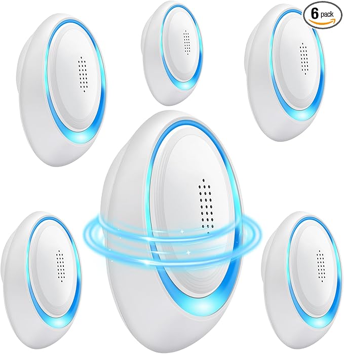 2025 Upgraded Mouse Repellent Indoor, 6 Pack Ultrasonic Pest Repeller, Roach Repellent Plug, Roach Repellent Plug for Roach, Spider, Mouse, Mosquito, Mice, Ant, Bugs Electronic Plug-in Pest Control