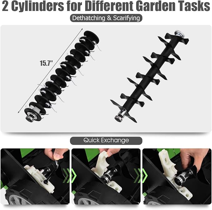 Goplus 2-in-1 Electric Corded Lawn Dethatcher with 5 Cutting Heights, 15-Inch 13 Amp Electric Scarifier w/ 13.5 Gallon Collection Bag, 2 Removable Blades for Garden Yard