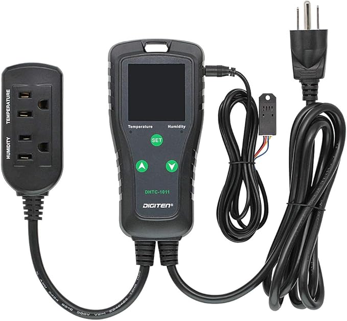 DIGITEN DHTC1011 Humidity and Temperature Controller Plug-in Thermostat Humidistat Outlet Humidity Controller Greenhouse Thermostat Cooling Heating Humidifier Dehumidifier