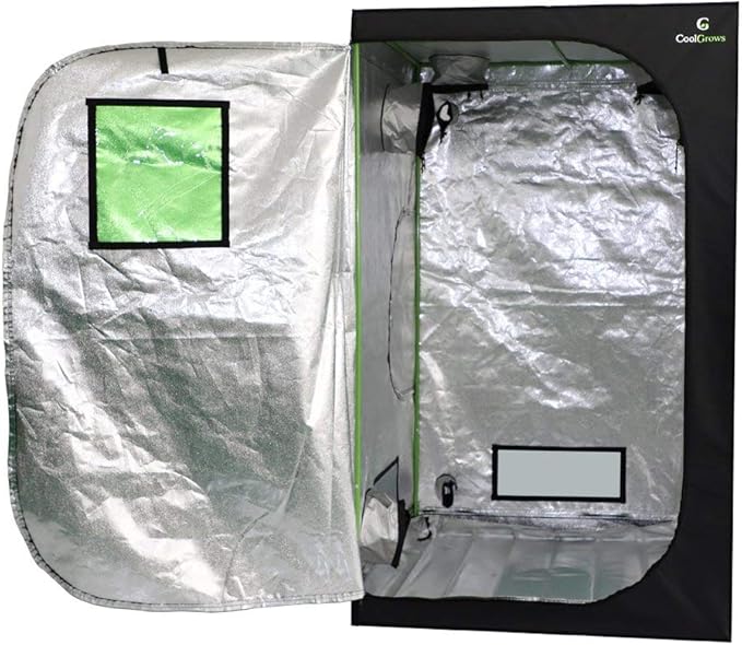 Grow Tent, 4x4 Feet Mylar Grow Tent with Obeservation Window and Floor Tray for Indoor Plant Growing (48" x 48" x 80")