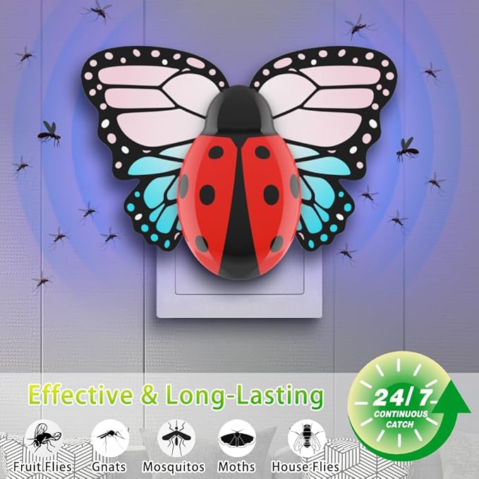 Flying Insect Trap Indoor Refills, Light Fly Trap Captures Flies, Fruit Flies, Gnats, Moths, Mosquito and Other Flying Houseflies,10 Glue Cards - No Plug in Mosquito Trap