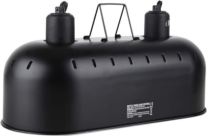 15inch Dual Reptile Light Fixture, Max 150W Dual Reptile Heat Lamp with Separate Switches, Double Dome Lamp UVB Light Fixture for Bearded Dragon, Turtles, Snake and Lizard Terrarium