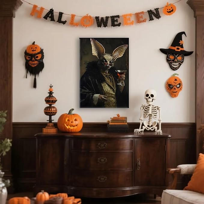 Gothic Bats Decor Wall Art Halloween Decorations Vintage Decor for Dark Academia Aesthetic Room and Gothic Home Decor
