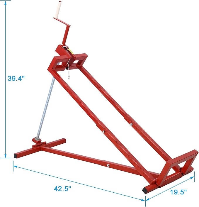 Lawn Mower Lift for Riding Tractors, 800 Lbs Capacity Lawn Tractor Lifter, Ride-on Mower, Cleaning Aid, Universal, Lawn Tractor Lift, Lawn Tractor + 45° Tilt Adjustable (Red)