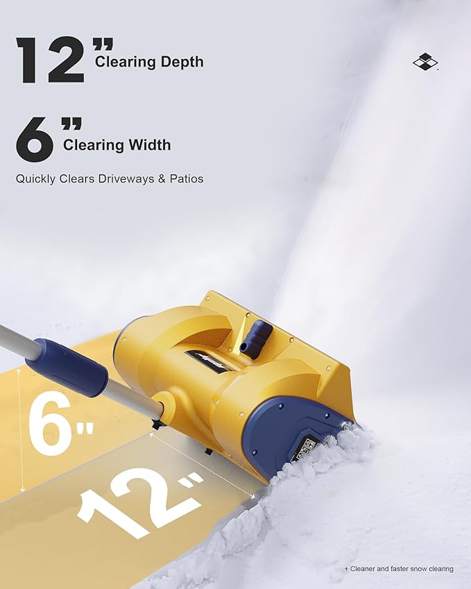 Mellif Cordless Snow Shovel, 12-Inch Brushless Snow Blower Compatible with DeWalt 20V MAX Battery, Includes 4.0Ah Battery & Charger Kit, Lightweight with Adjustable Chute, Weather-Resistant