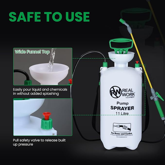 REALWORK 3-Gallon Handheld Tank Sprayer with Carry Handle and Shoulder Strap for Pests & Weeds, Watering Garden, and Spraying Plants, in Translucent White