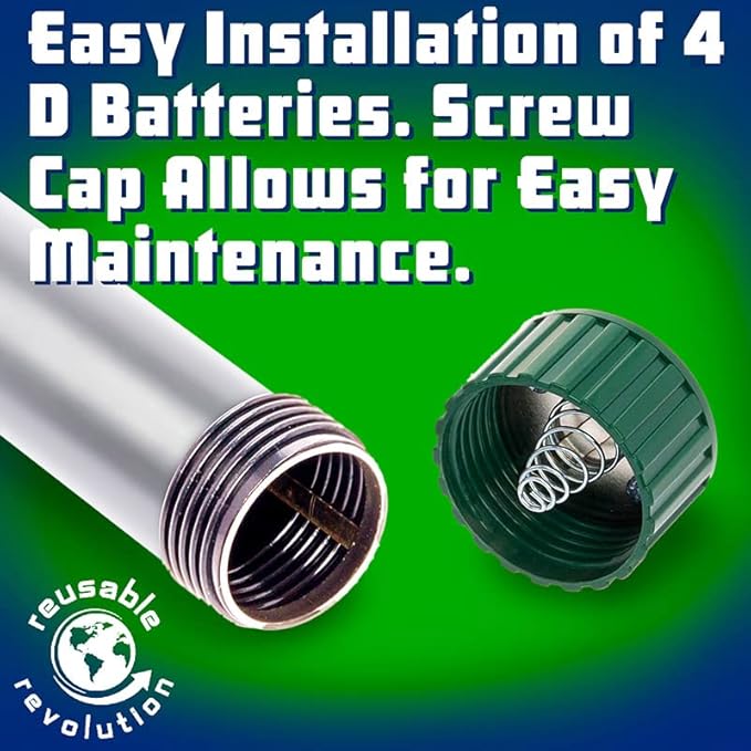 4 Pack Sonic Mole Chaser - Battery Operated Pest Repeller Stake, Scares Away Moles, Voles, Gophers and Rats by GreenLighting (Metal & Green)