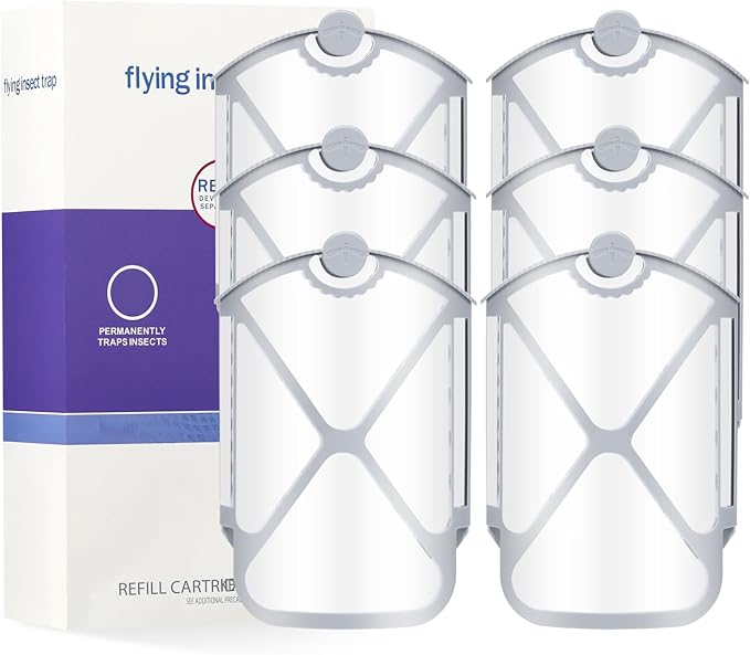 Flying Insect Trap Refills & 6 Cartridges, Compatible with ZEVOM364A Refill (6 Cartridges)
