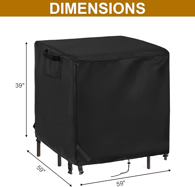 Waterproof Cover for Best Choice Products 5 Piece Outdoor Wicker Table Set 59"x59"x38", Protective Cover for Outdoor Bar Table and Stools Set