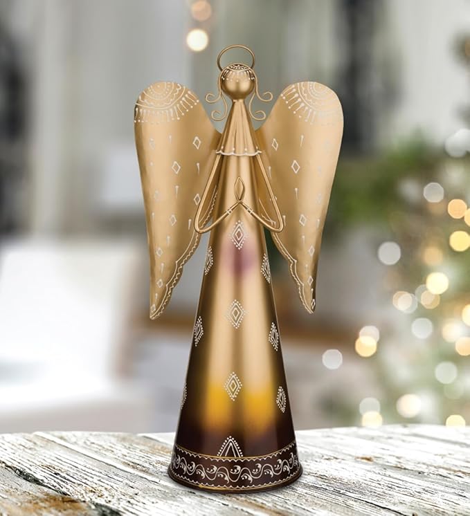 Regal Art & Gift Angel Statue - Metal Indoor/Outdoor Garden Statue Deals, Elegant Garden Decor, Beautiful Gifts for Women, Exquisite Angel Statues for Garden, 23-Inch, Gold