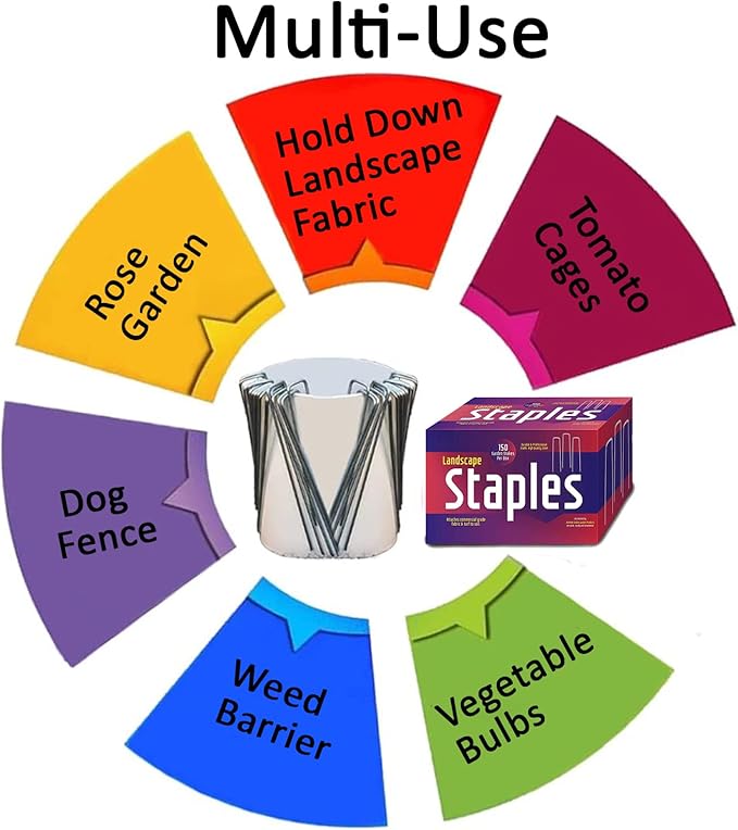 Ashman 150 Pack Galvanized Garden Stakes Landscape Staples and Fence Stake Sod Staples - Heavy Duty & Anti Rust Zinc Coated.