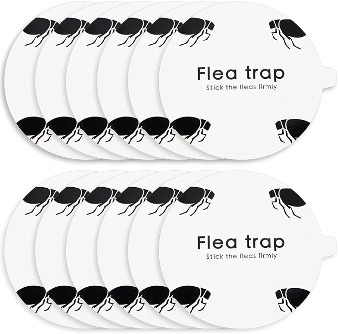 Flea Trap Refill Discs Sticky Trap- Glue Board Refills 12 Packs- 7.1 Inch Natural Glue Discs Refills Board Replacement Pads- Fits Most of Flea Traps