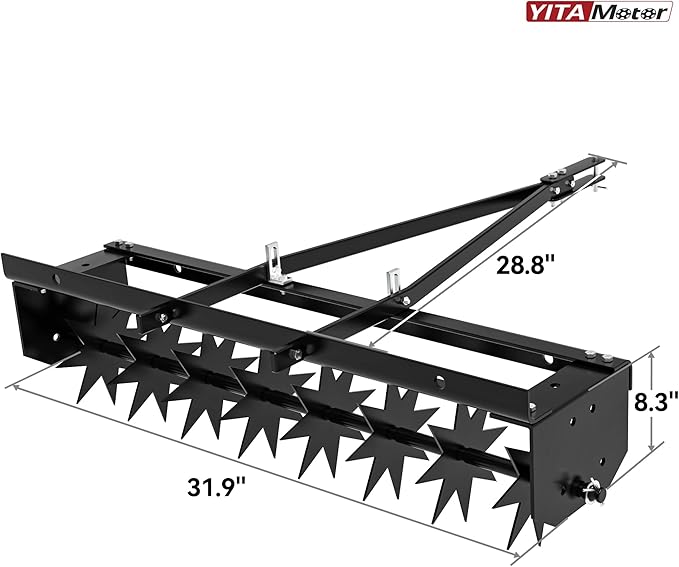 YITAMOTOR 32" Tow Spike Aerator Tool Tow Behind Lawn Aerator Black