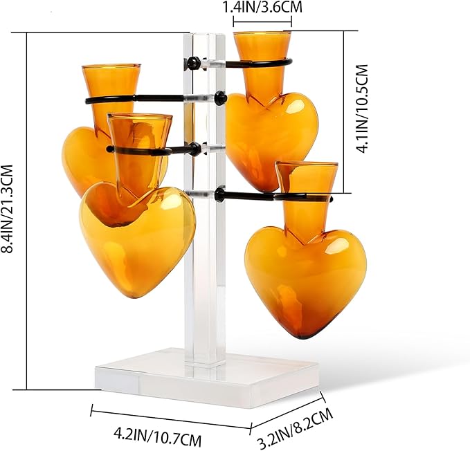 Plants Propagation Stations Plant Terrarium Kit Gift for Women Birthday Glass Planters for Indoor Plants Home Office Decor Acrylic Plant Accessories - 4 Love Hear Vase