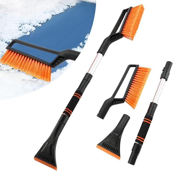Ice Scraper and Snow Brush for Car Windshield, Snow Scraper for Car, Snow Winter Car Necessities, Multi Functional Car Snow Removal Tools, Car Accessories Gift for Women and Man(Telescoping)
