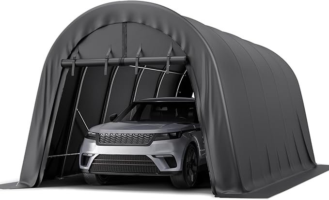 Carport 12 x 20 Portable Upgrade Thick Fabric Heavy Duty Outdoor Storage Garage Shelter Round Steel Metal Carports with 2 Roll up Suit for Tools, Car