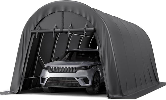 Carport 12 x 20 Portable Upgrade Thick Fabric Heavy Duty Outdoor Storage Garage Shelter Round Steel Metal Carports with 2 Roll up Suit for Tools, Car