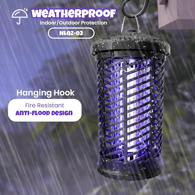 Electric Bug Zapper, 9.84 Ft Power Cord with Switch, Mosquito Zapper Indoor/Outdoor, 4200V 18W Waterproof Fly Zapper Mosquito Trap for Home, Patio, Backyard