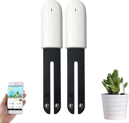 Soil Moisture Meter 4 in 1,Plant Water Monitor,Automatically detect Moisture/Temperature/Light/Fertility,Can Connect to Mobile Phone via Bluetooth,Hygrometer Sensor for Indoor Plants (2pc)