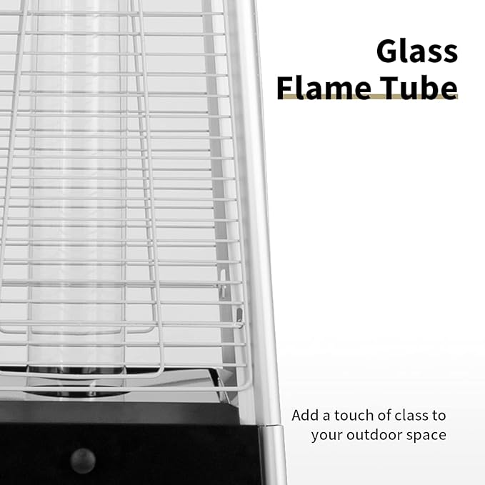 Patio Heater, KEZATO Outdoor Pyramid Patio Heater with Cover and Wheels 42,000 BTU Glass Tube Propane Heater for Commercial and Residential Use - Bronze