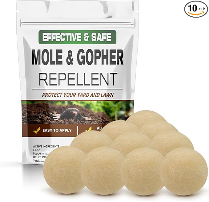 Mole Repellent, Gophers Repellent, Vole Repellant Outdoor, Armadillo Repellents Garden, Groundhog Repellant, Moles Deterrent for Lawn-10P