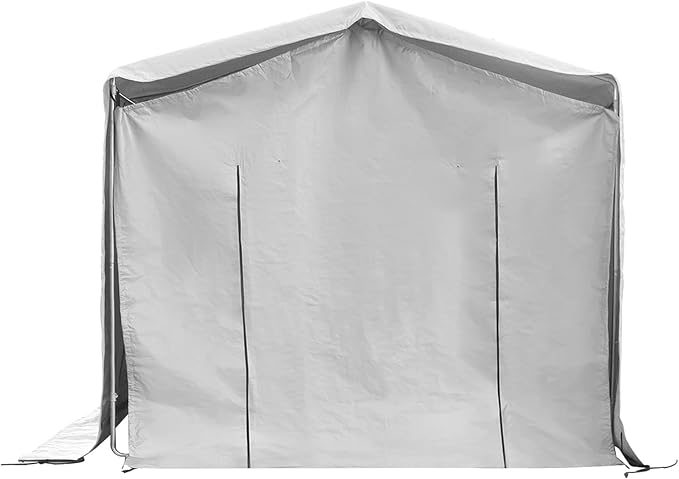 8x8x8 FT Outdoor Storage Shelter Carport, Portable Storage Tent with Roll-up Door, Waterproof Outdoor Carport for Bike, Lawn Mower, ATV Storage (Grey)
