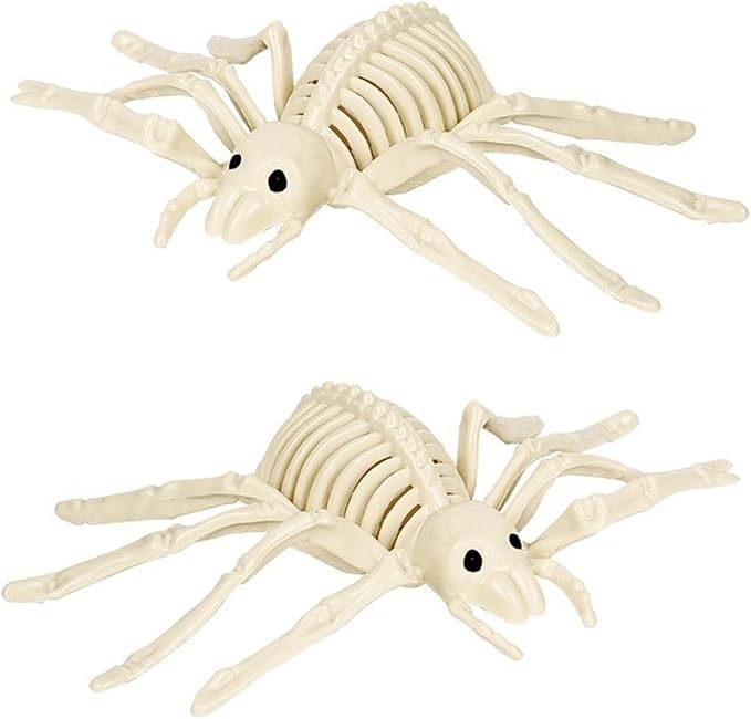 2 Pack Spider Skeleton Halloween Decor Sculpture Scary Centrepiece Animal Skeleton Spider Bone for Indoor Outdoor Spooky Scene Garden Haunted House Props