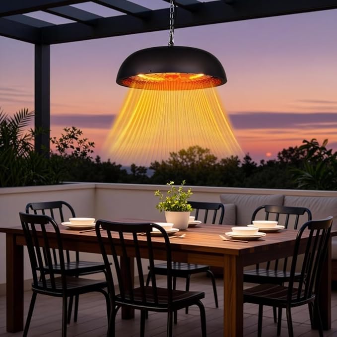 Infrared Electric Patio Heater, 1500W Outdoor Heaters for Patio with Overheat Protection,1500W Hanging Ceiling Mounted Infrared Patio Heater with IP55