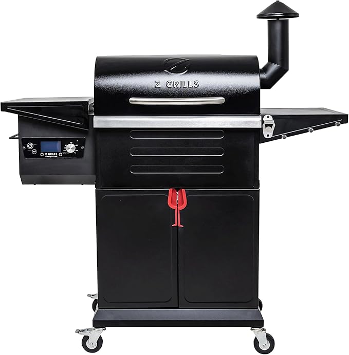 Z GRILLS Wood Pellet Grill & Smoker 8-in-1 Pellet Grill with Automatic Temperature Control，Meat Probes，572 Sq. in Area for Backyard Camping Outdoor Party,Bright Black