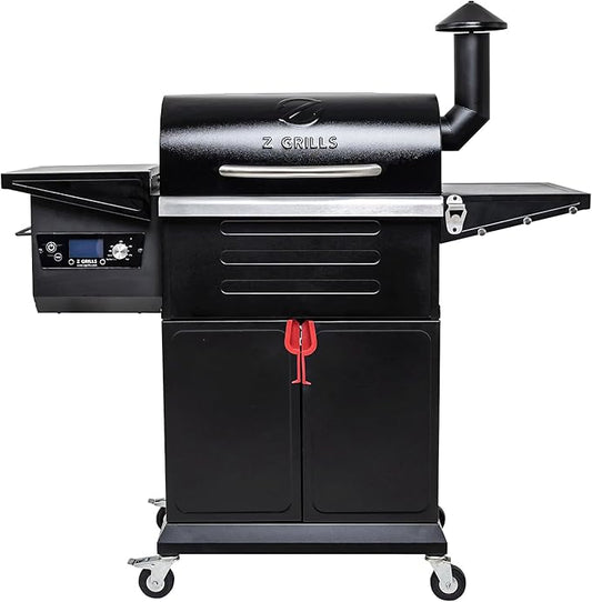Z GRILLS Wood Pellet Grill & Smoker 8-in-1 Pellet Grill with Automatic Temperature Control，Meat Probes，572 Sq. in Area for Backyard Camping Outdoor Party,Bright Black