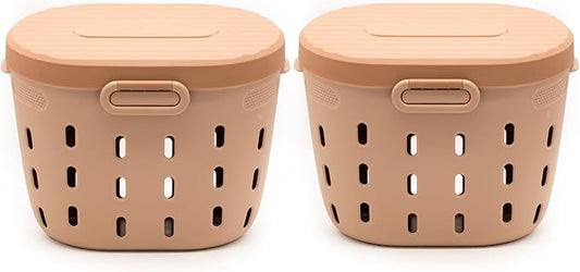 Vego Garden In-Ground Worm Composter Outdoor Farm Compost Bin 7 Gallons BPA-Free Composting System for Raised Garden Beds Tawny Brown, Twin Pack