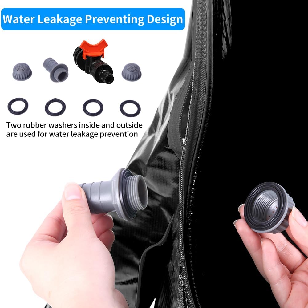 132 Gallon Collapsible Rain Barrel, Portable Rainwater Collection System, Rain Catcher Barrel, Water Storage Tank with Two Spigots and Overflow Kit, Rain Water Barrel Collector for Garden, Black