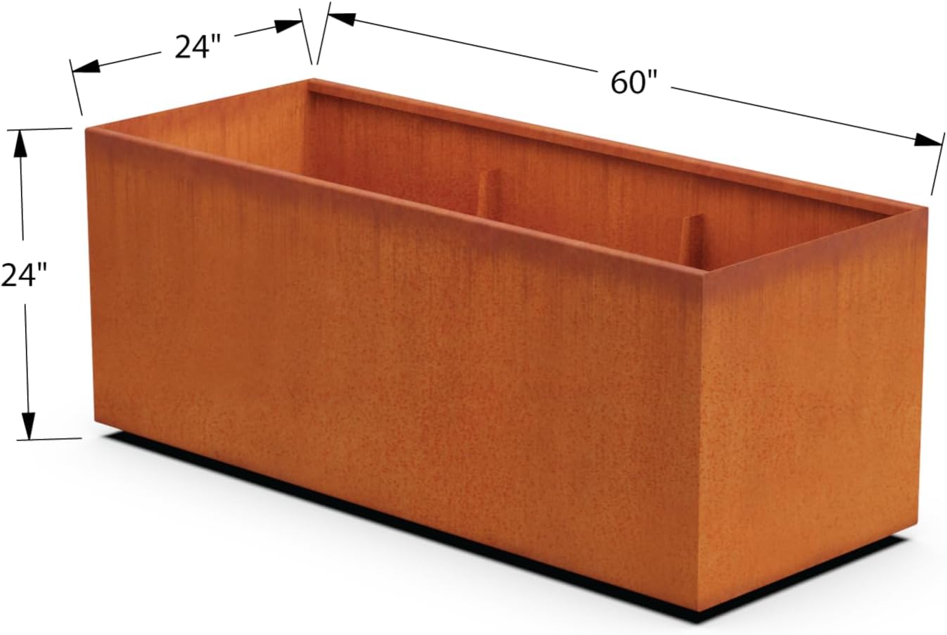 Large Rectangular Planters for Outdoor Plants | 60x24x24 Extra Large Corten Steel Planter Box | Heavy Duty Metal Planter for Commercial & Residential Landscaping | Arrives Fully Assembled