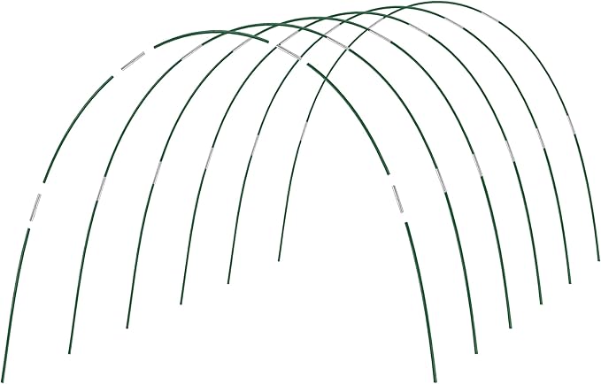 PHYEX Garden Hoops Greenhouse Hoops for Row Covers & Raised Beds, Rust-Free Fiberglass Frame, DIY Adjustable Garden Tunnel with Clips for Plant Covers, Netting, & Frost Protection, 60pcs