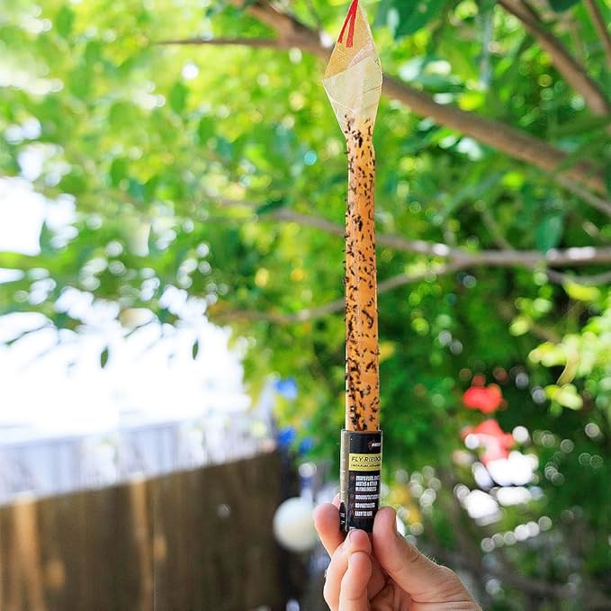 30Pcs Fly Strips Indoor Sticky Hanging with Pins - Fast Acting Fly Paper Indoor for Home, Tape Outdoor, Fruit Catchers for Inside, Ribbon Sticky Traps for Home