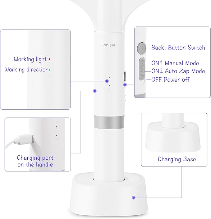 Electric Fly Swatter Racket, 4000V Bug Zapper Racket Rechargeable Fly Zapper Dual Modes Mosquito Swatter Portable with Purple Light & 3-Layer Safety Nets for Indoor & Outdoor, 1 Pack